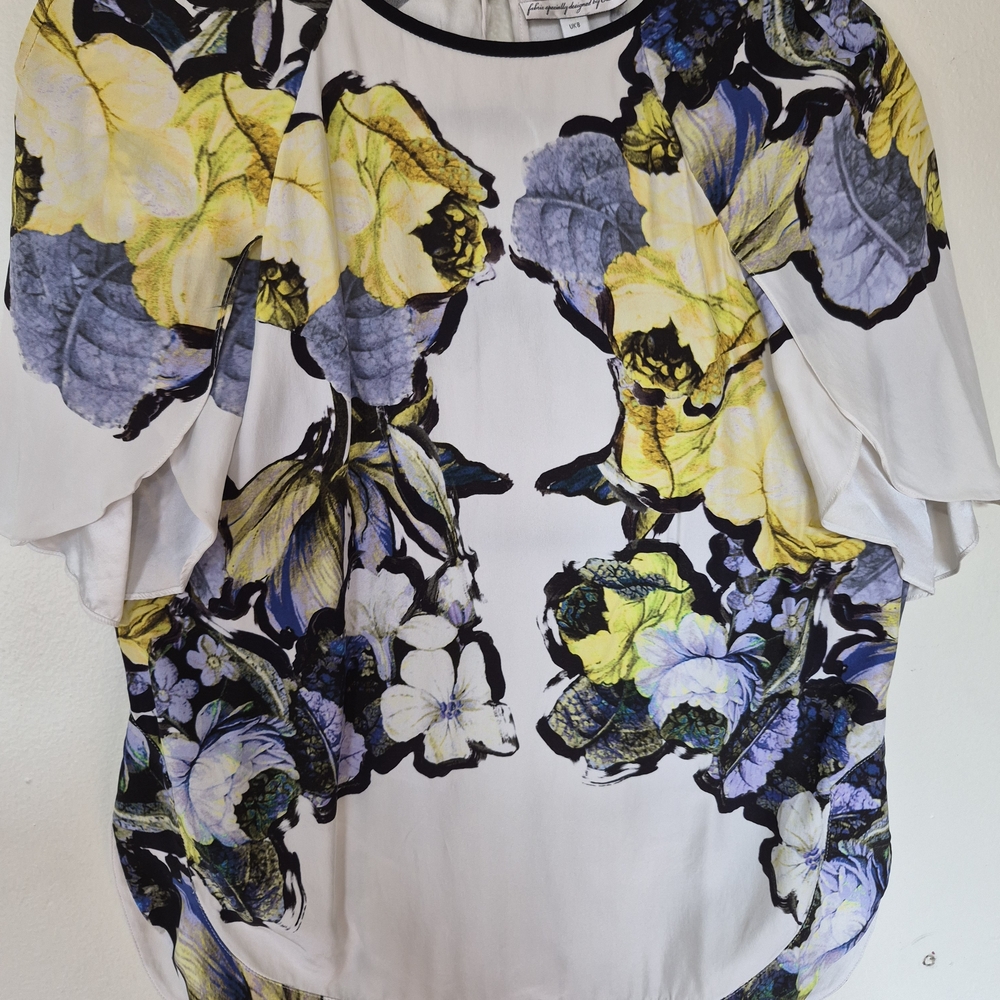 ERDEM Yellow and Blue Floral Blouse